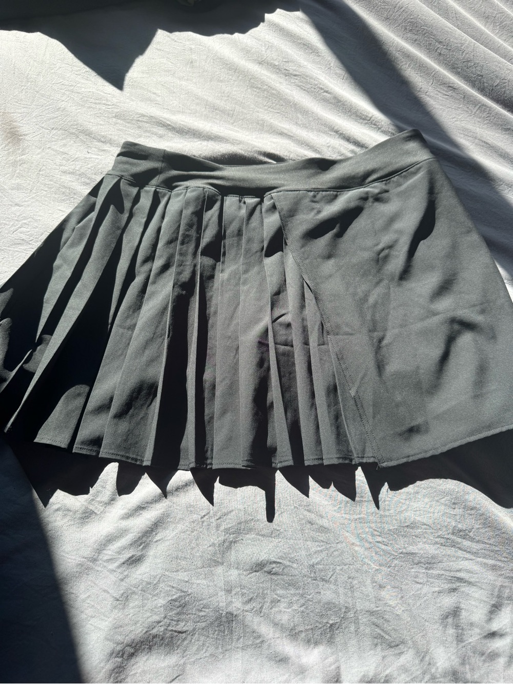 CRZ YOGA Black Pleated Skater Skirt